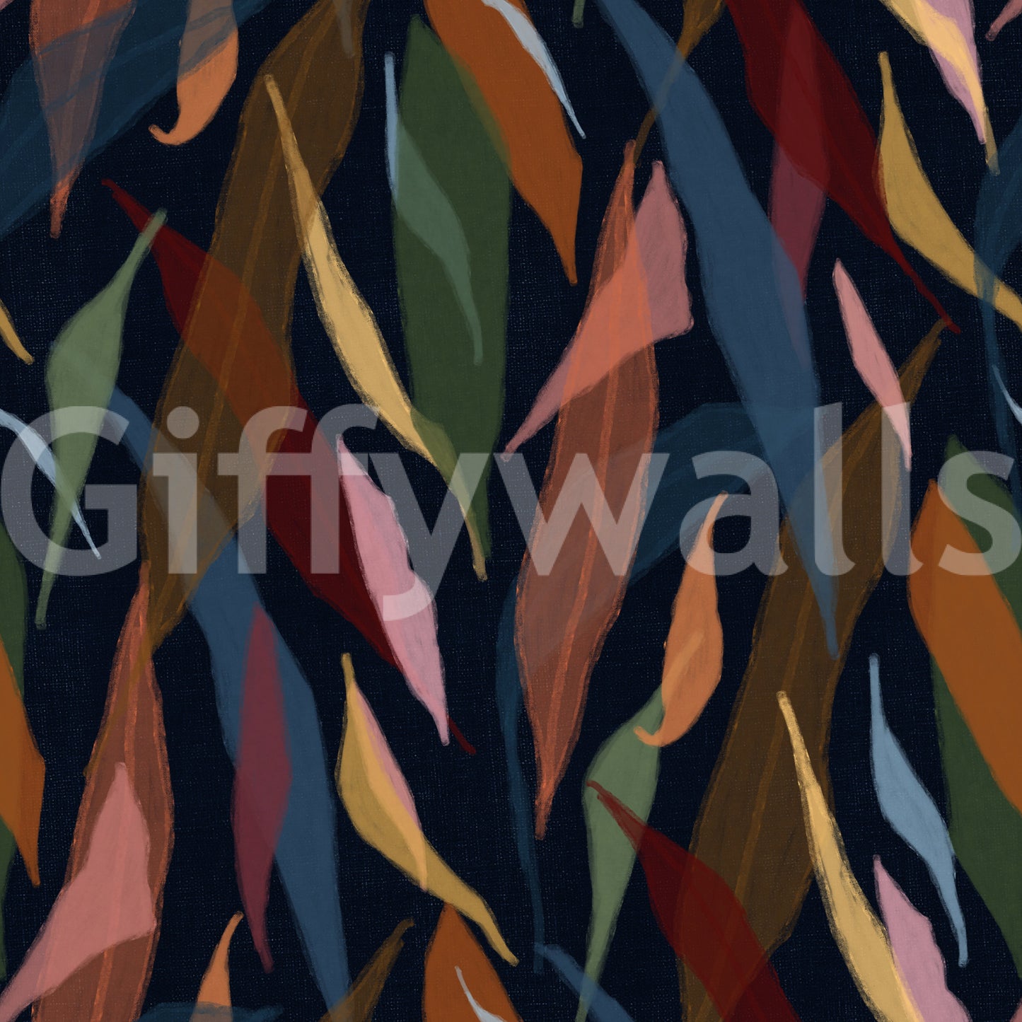 Tropical Painted Foliage Dark Wallpaper⁠