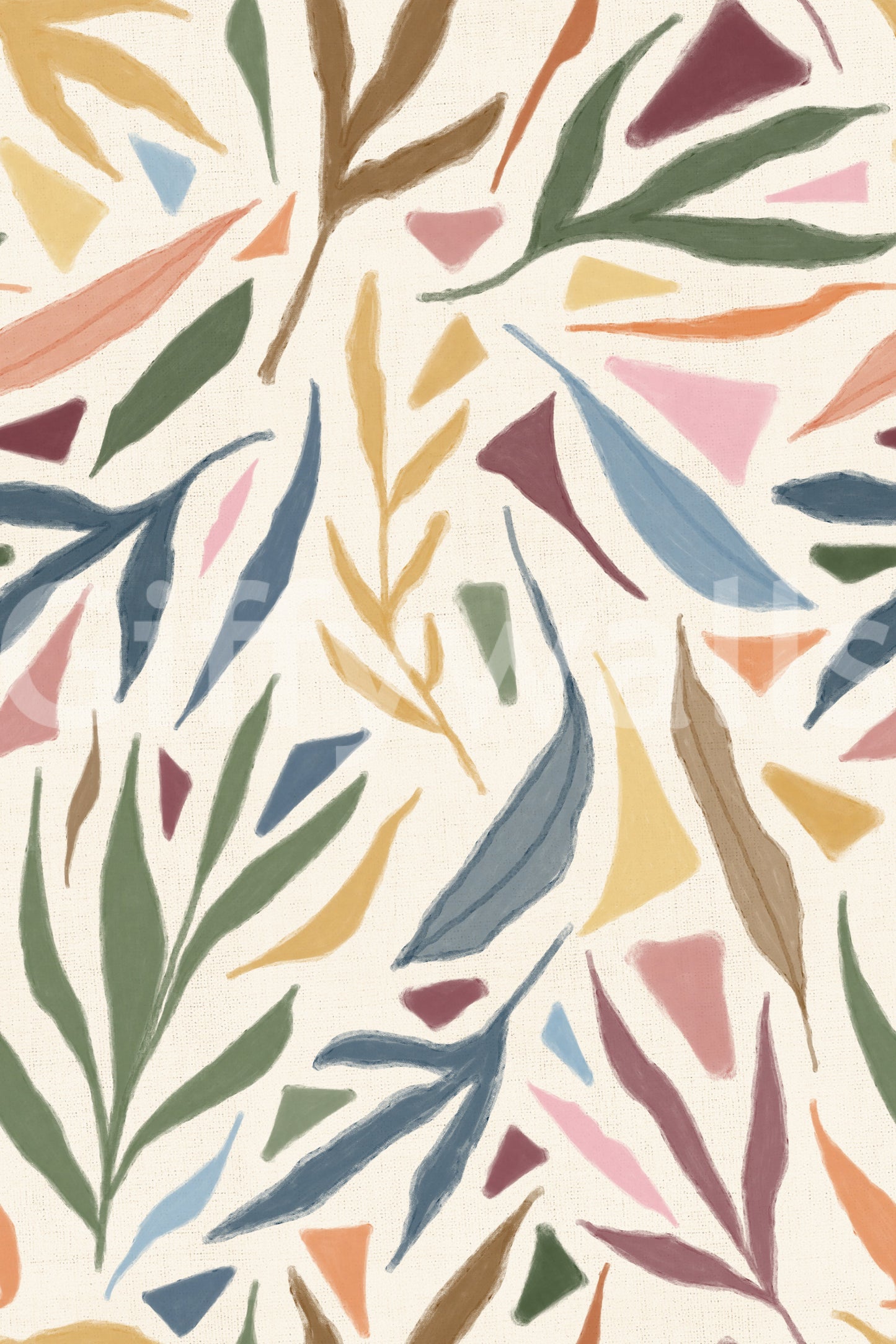 Tropical Painted Collage Wallpaper⁠