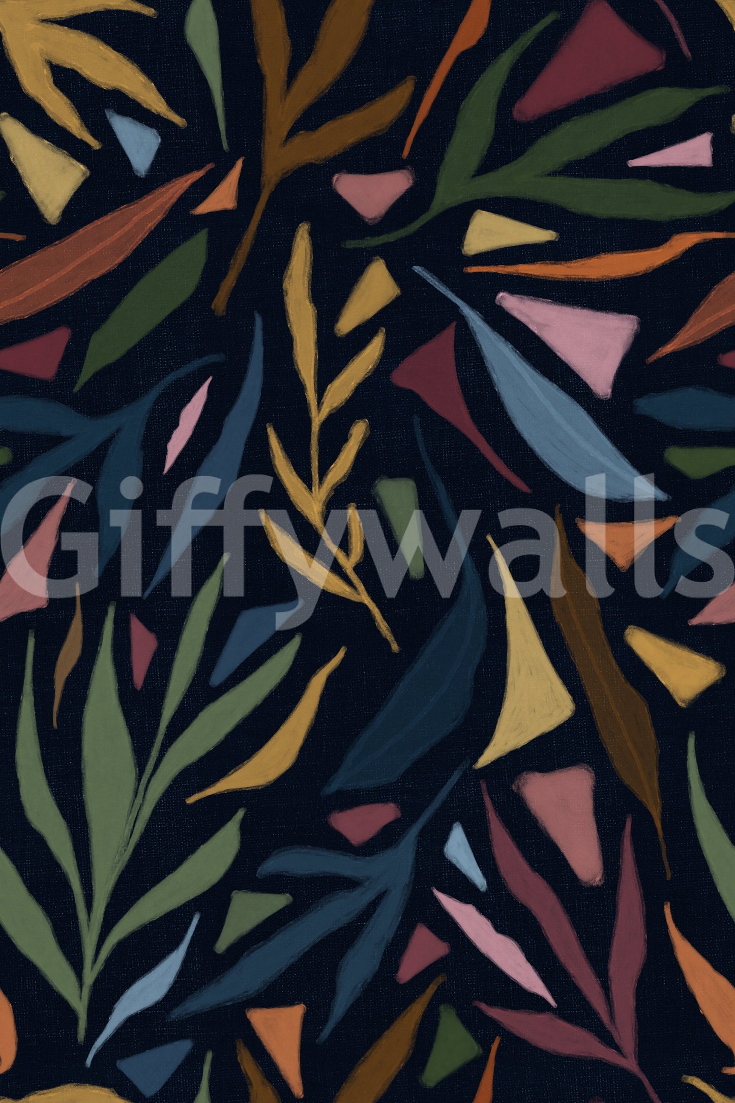Tropical Painted Collage Dark Wallpaper⁠