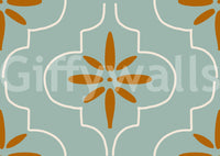 Mediterranean Wallpaper with repeating tile curves and earthy accents