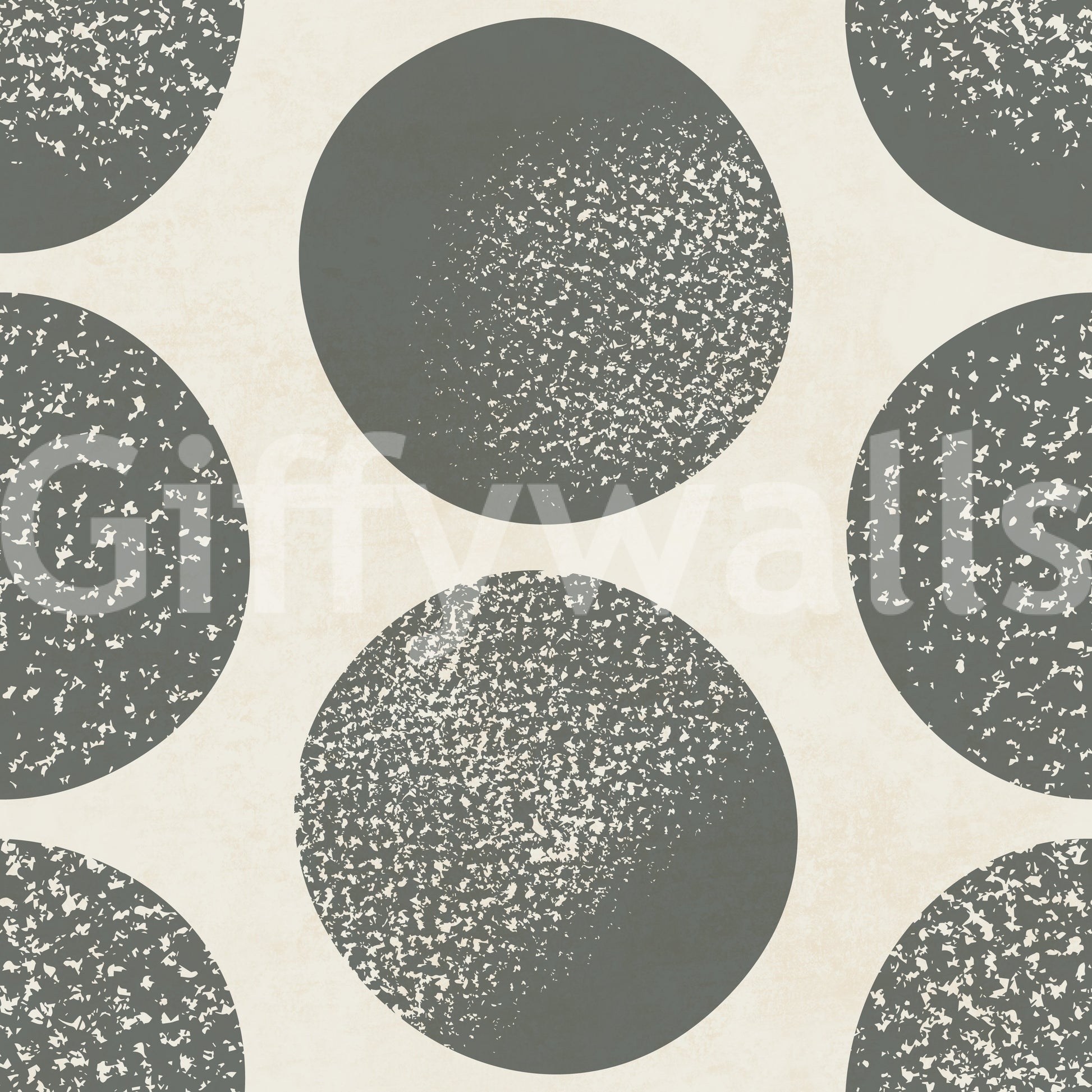 Soft stippling gives this grey and cream wallpaper a relaxed graphic look