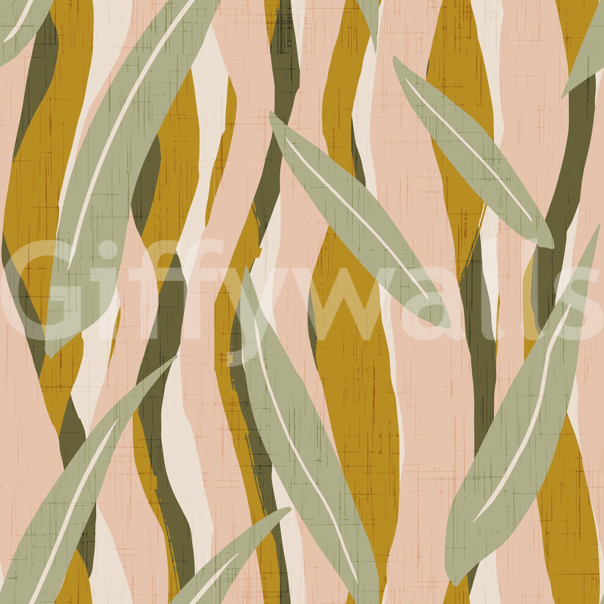 Green mustard wallpaper featuring plant-inspired marks and soft movement