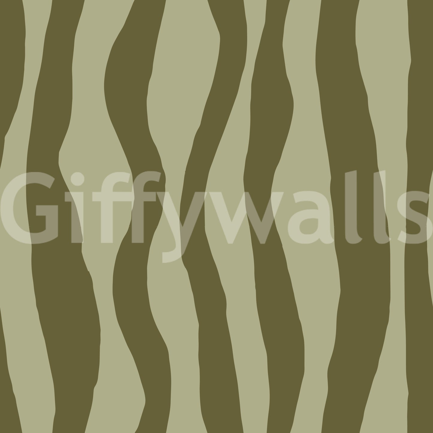 Green striped wallpaper with loose vertical waves and calm surface rhythm
