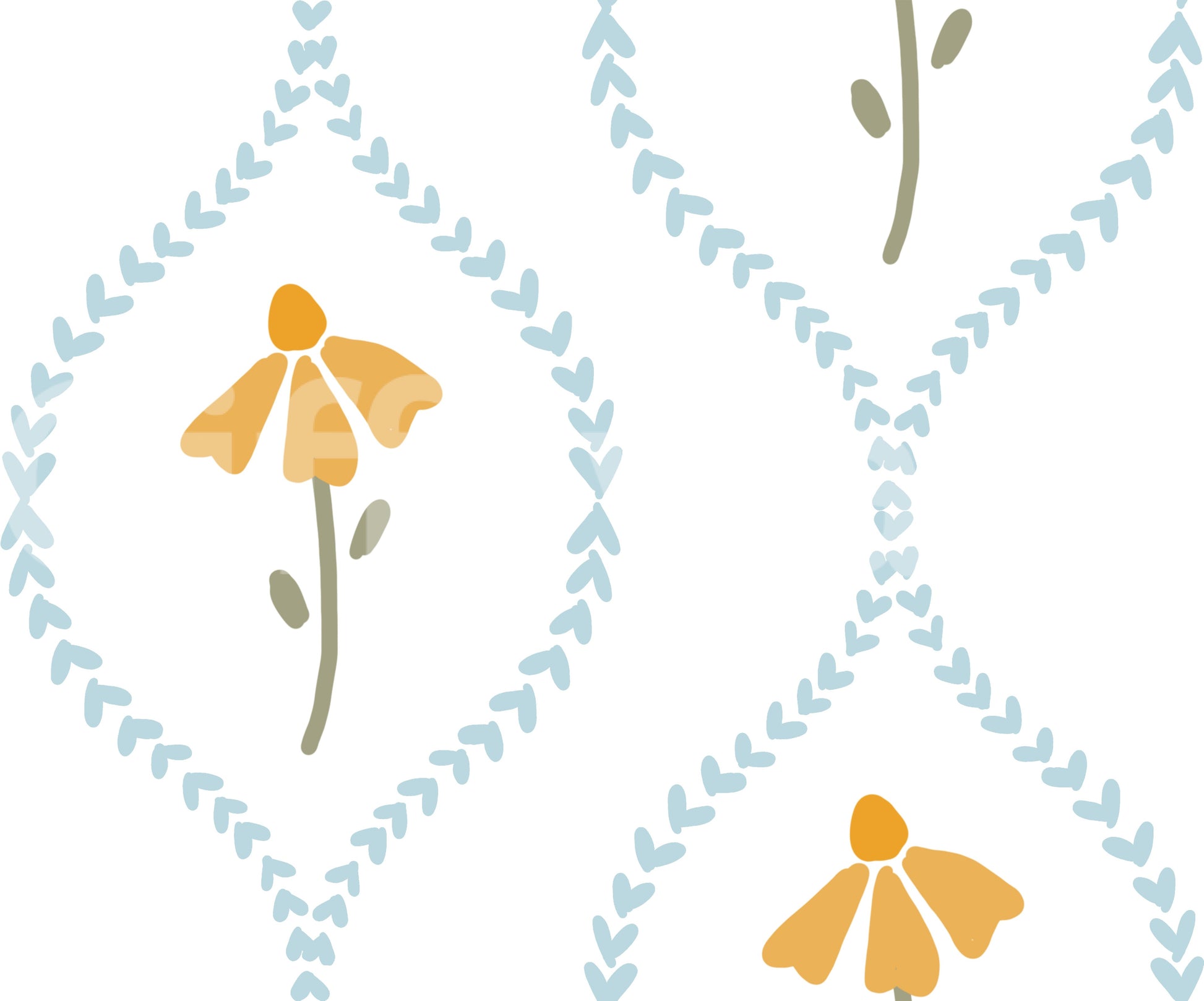 Ivory ground with sage stems on this Sweet wallpaper