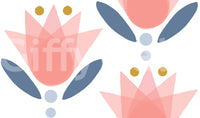 Pale blue circles fall below every tulip in the  Serenity Wallpaper