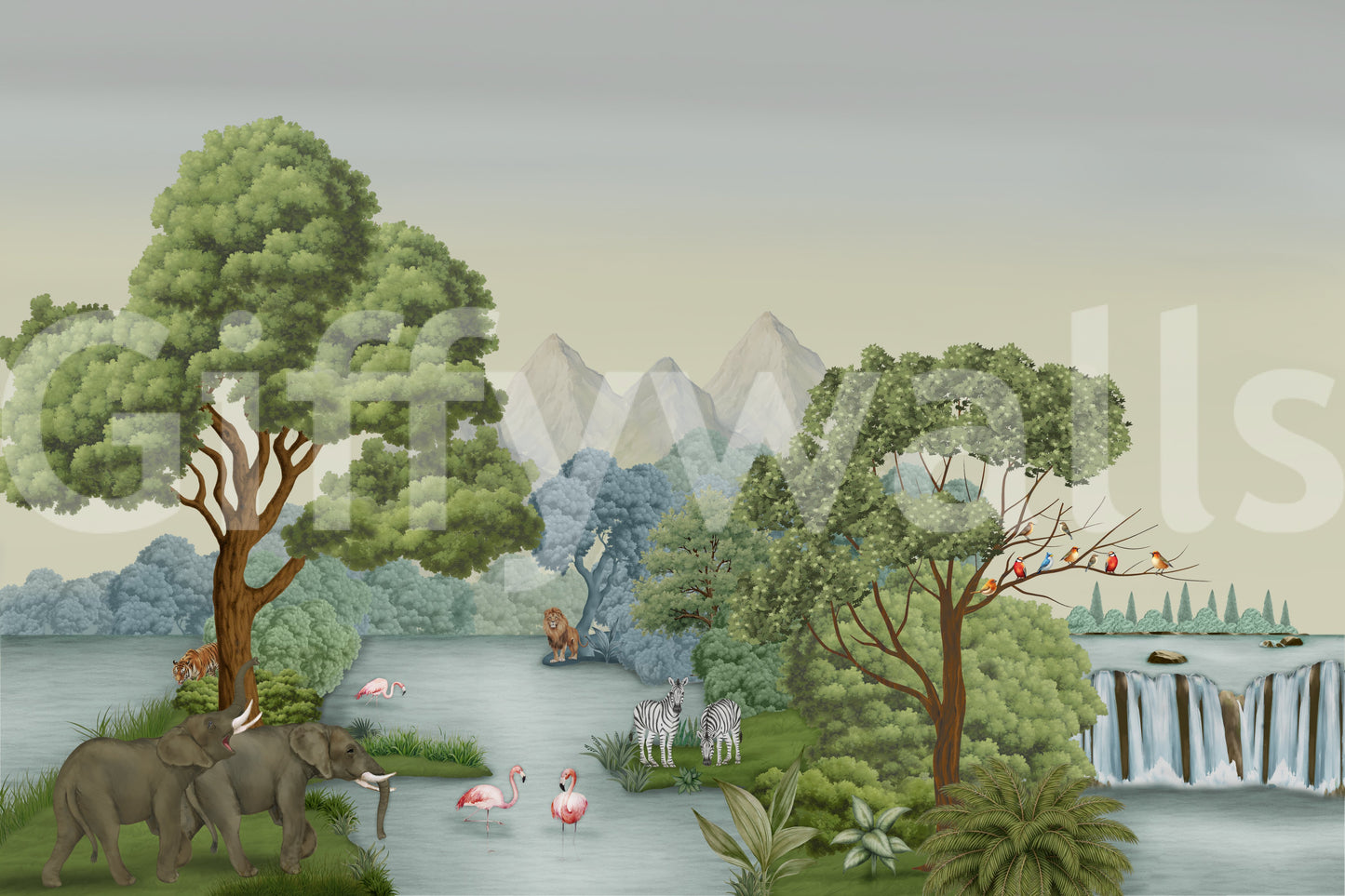 Safari River Oasis Wall Mural
