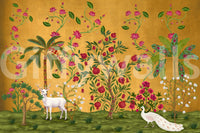 Palms and a white peacock fill the lower Regal Wildlife Paradise wall mural scene