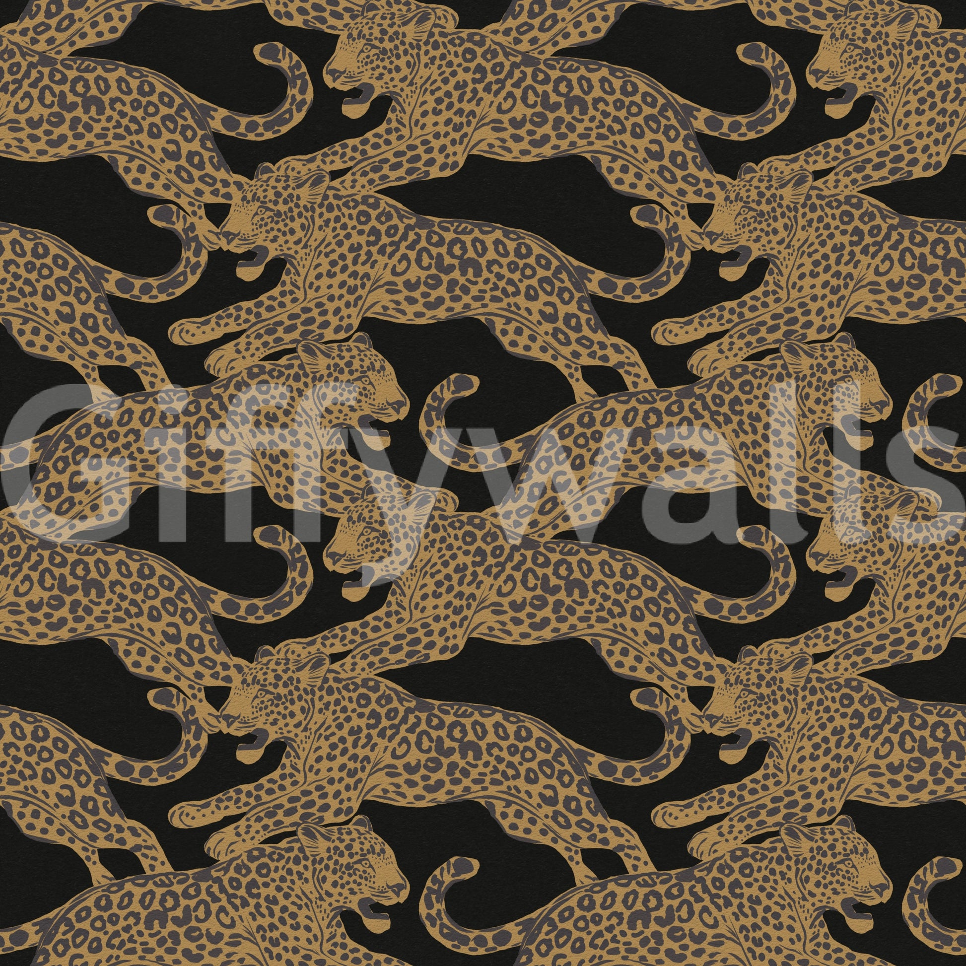 Leopards give the Prowling Leopards Pattern wallpaper steady rhythm