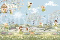 Pale blue sky and drifting clouds frame the Fairy  wall mural