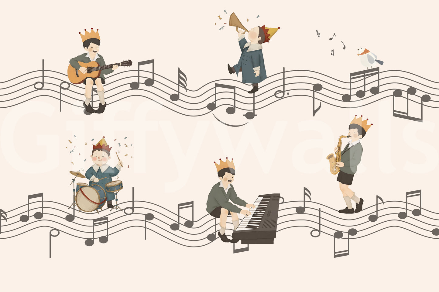 Whimsical Melody Makers Wall Mural