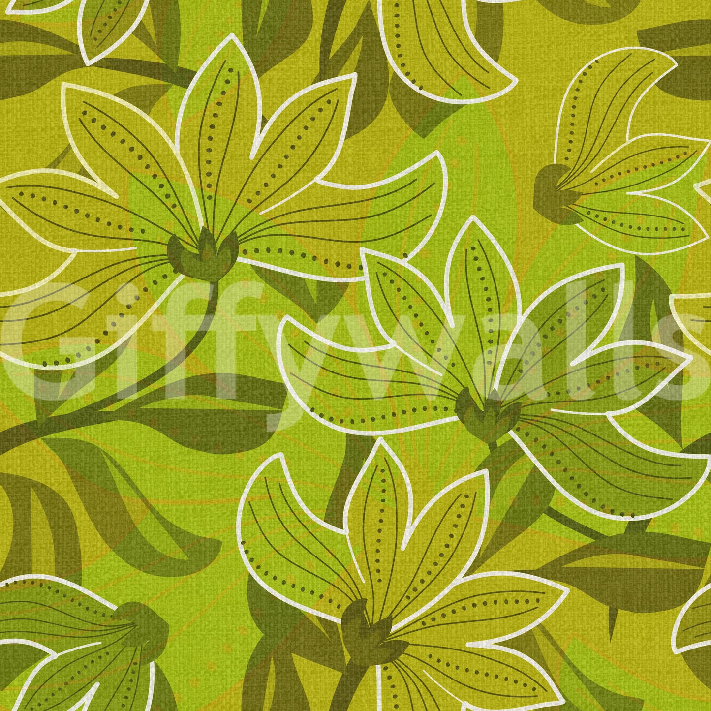 Groovy Green Bloom Wallpaper⁠
