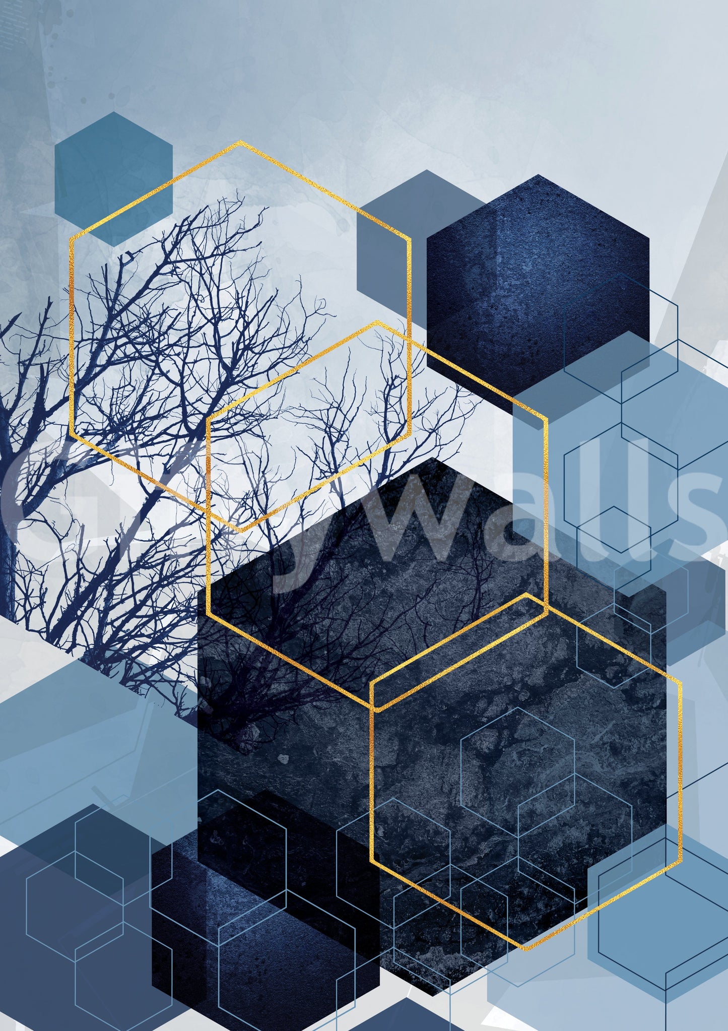 Geometric Forest Glimmer Wall Mural