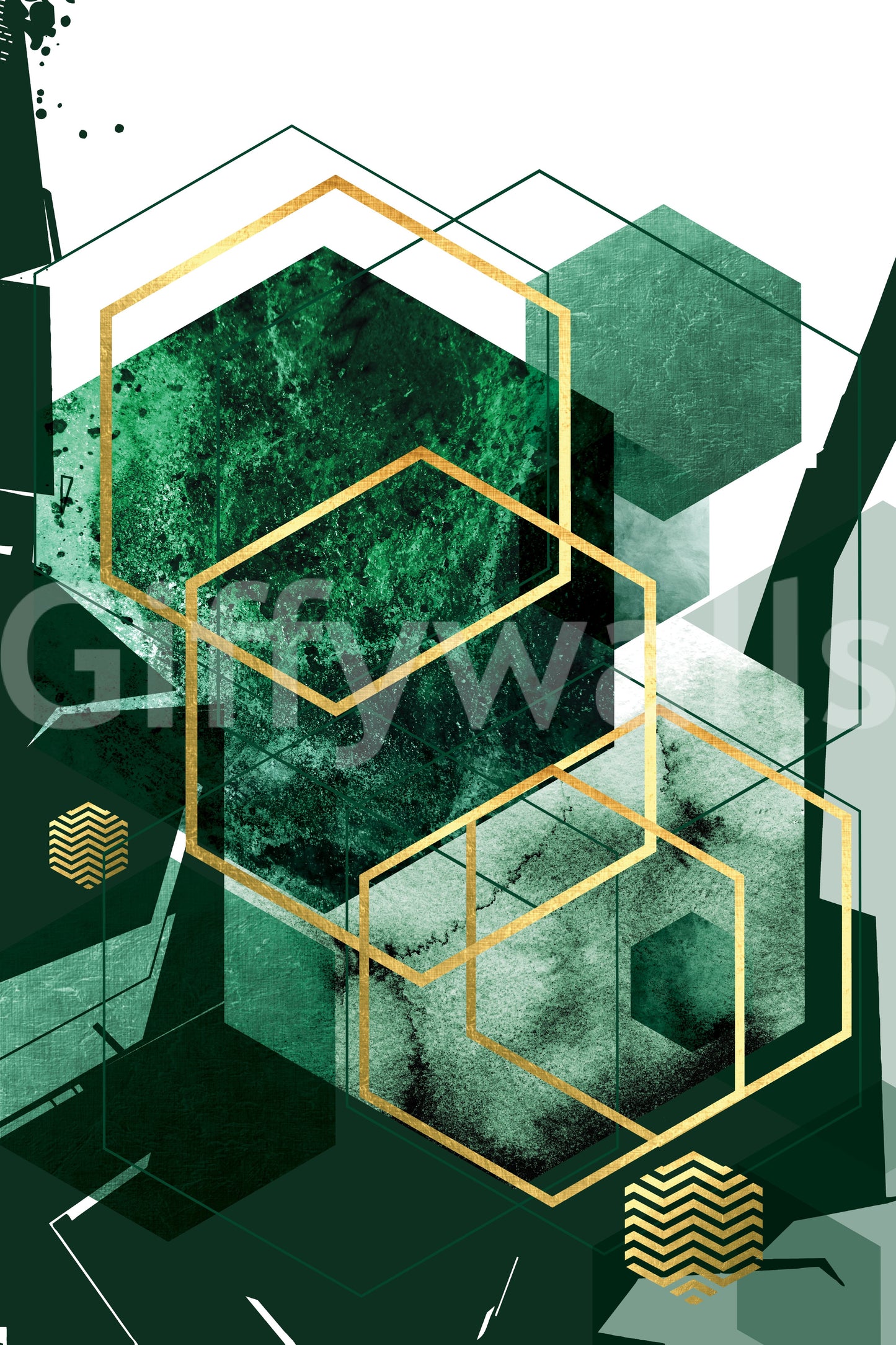 Verdant Hexagon Glamour Wall Mural