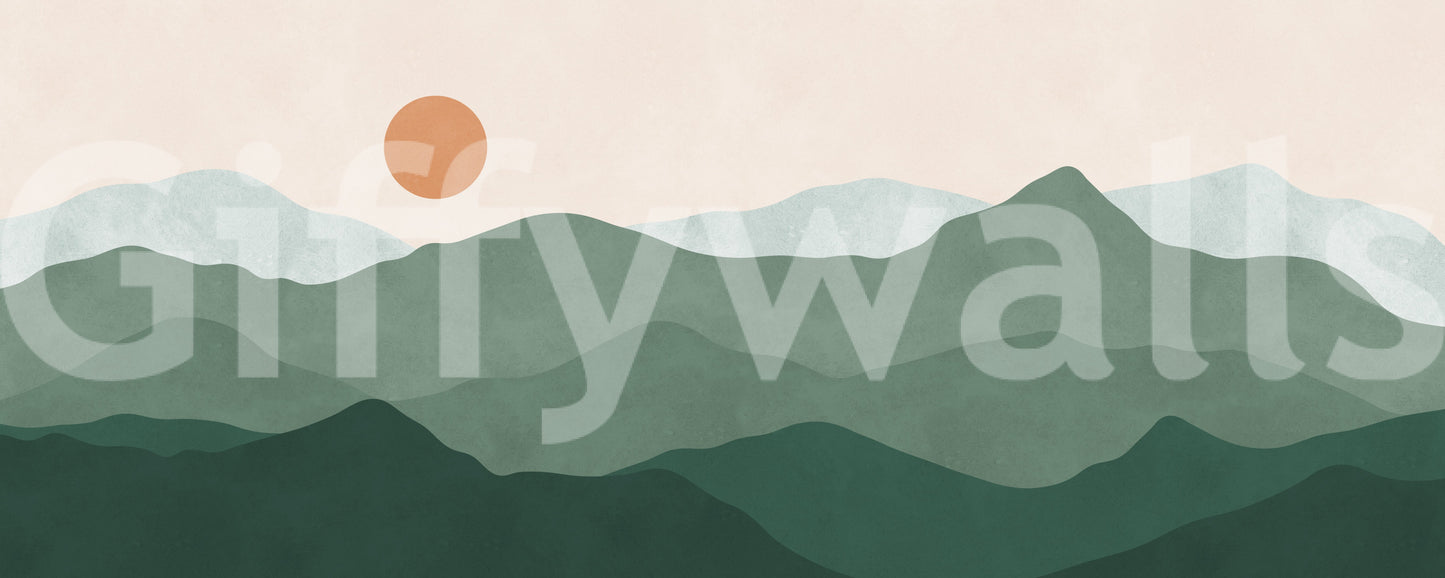 Green Peak Sunset Wall Mural