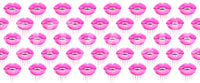 Staggered rows of pink lips give the Pop Pattern wall mural a steady rhythm