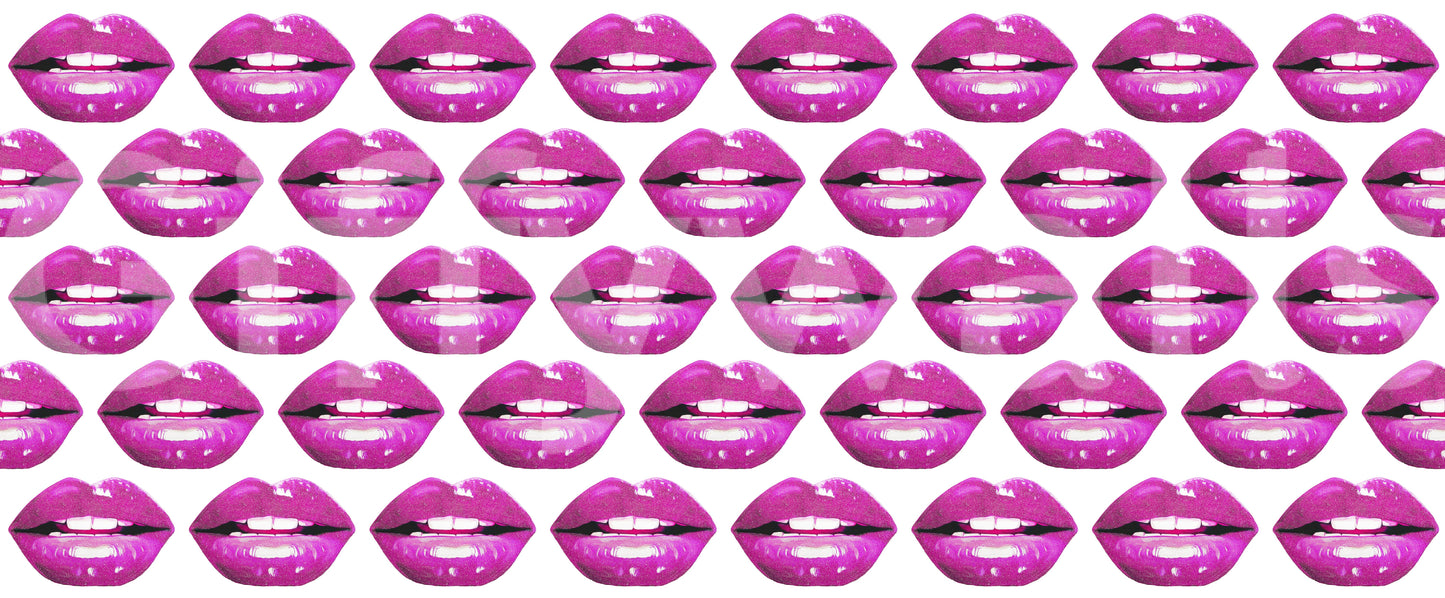 Glossy highlights catch each lip on the Pink Pout Pop wall mural surface