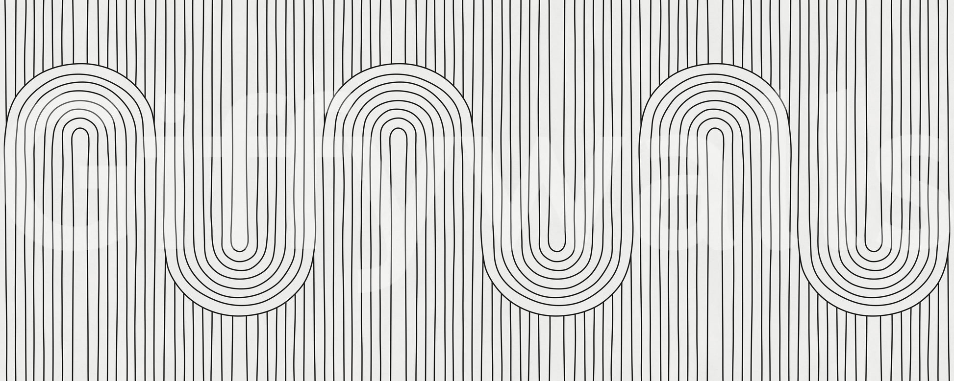 Minimalist graphic energy runs the Linear Rhythm Arches wall mural front to back.