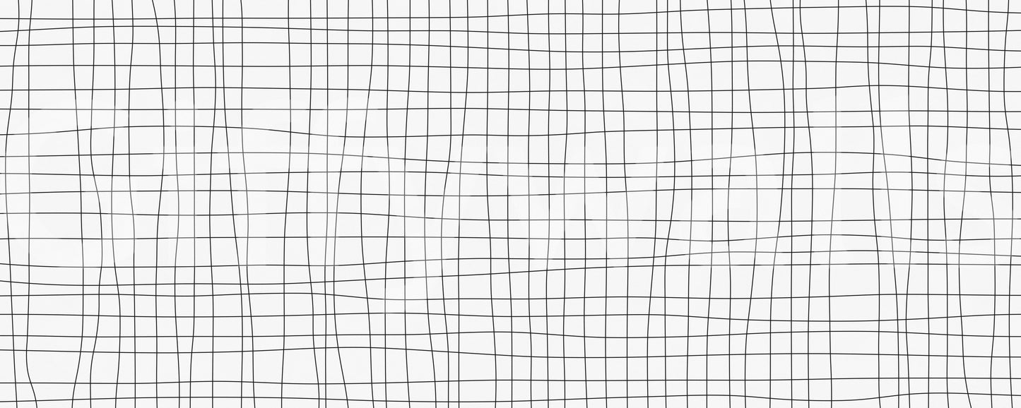 Contemporary grid wall mural with fine black lines and neutral contrast