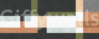 Contemporary wall mural featuring dark fields and light layered panels