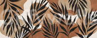 Boho botanical wall mural with flowing foliage and grounded brown tones