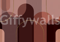 Modern arch wall mural featuring gold line accents and rich muted colours