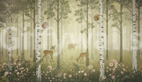 Ferns curl beside meadow grasses in the Wildflowers and woodland wall mural.