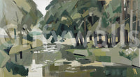 Loose brushstrokes give the Velvet Forest wall mural a gallery feel overall.