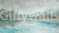 Velvet Horizon wall mural showing pale sky meeting a quiet lake surface