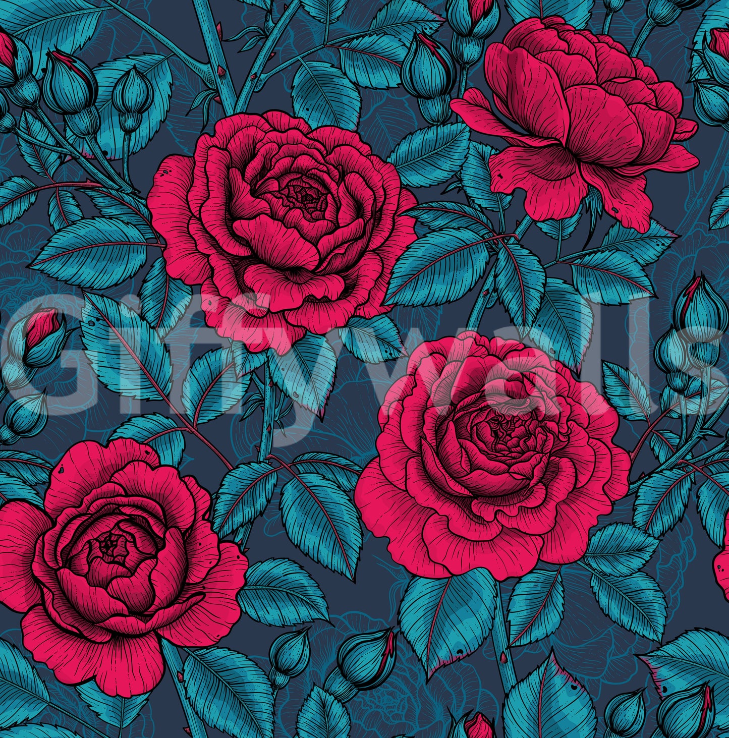 Nocturnal Rose Garden Wallpaper⁠