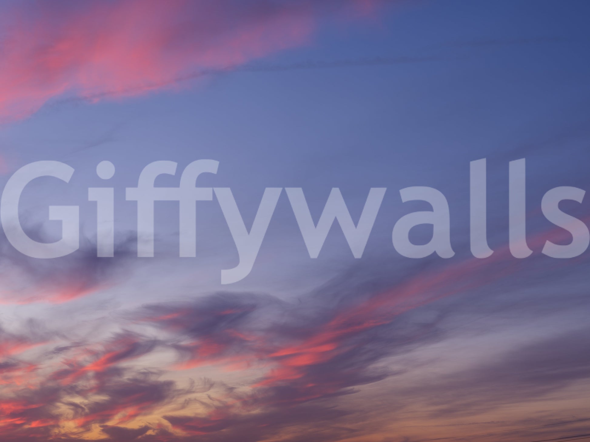 Twilight floral wall mural with airy clouds and pastel tones