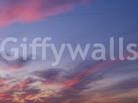 Twilight floral wall mural with airy clouds and pastel tones