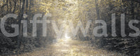 Scenic pathway wall mural with glowing forest surroundings