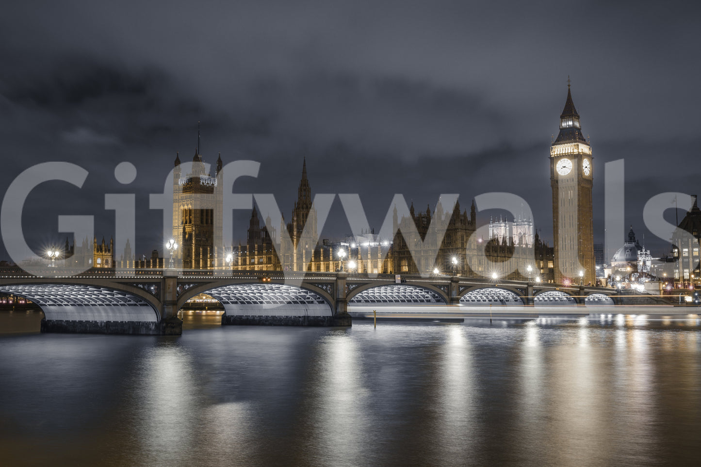 London skyline wall mural with reflections and landmark views