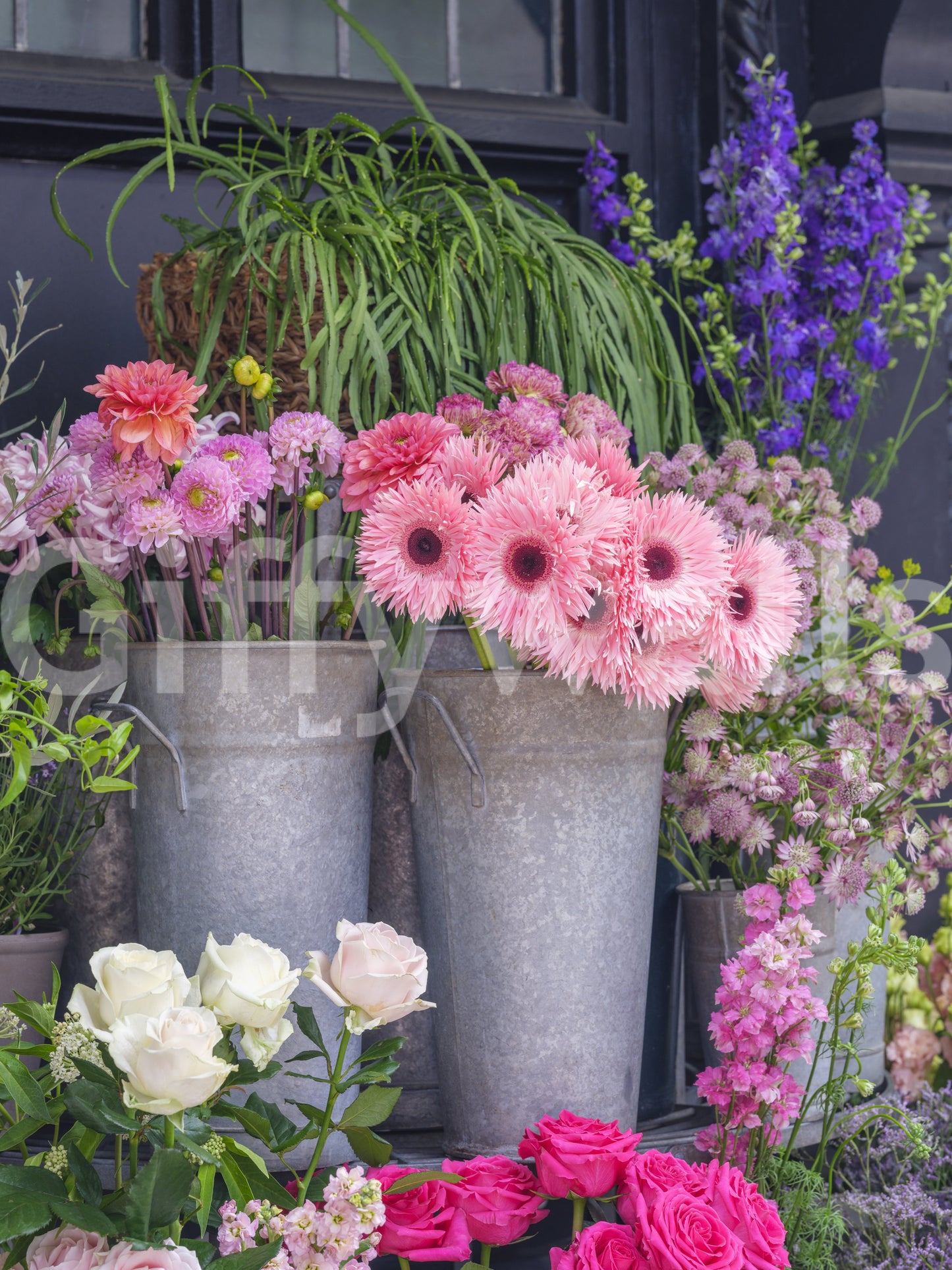 Vibrant Flower Market Display Wall Mural