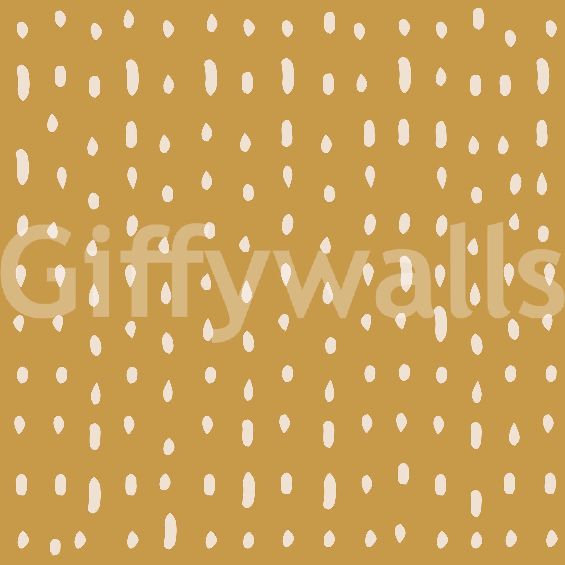Over deep ochre, the Mid Century Seed Dots wall mural keeps a steady, easy retro look.