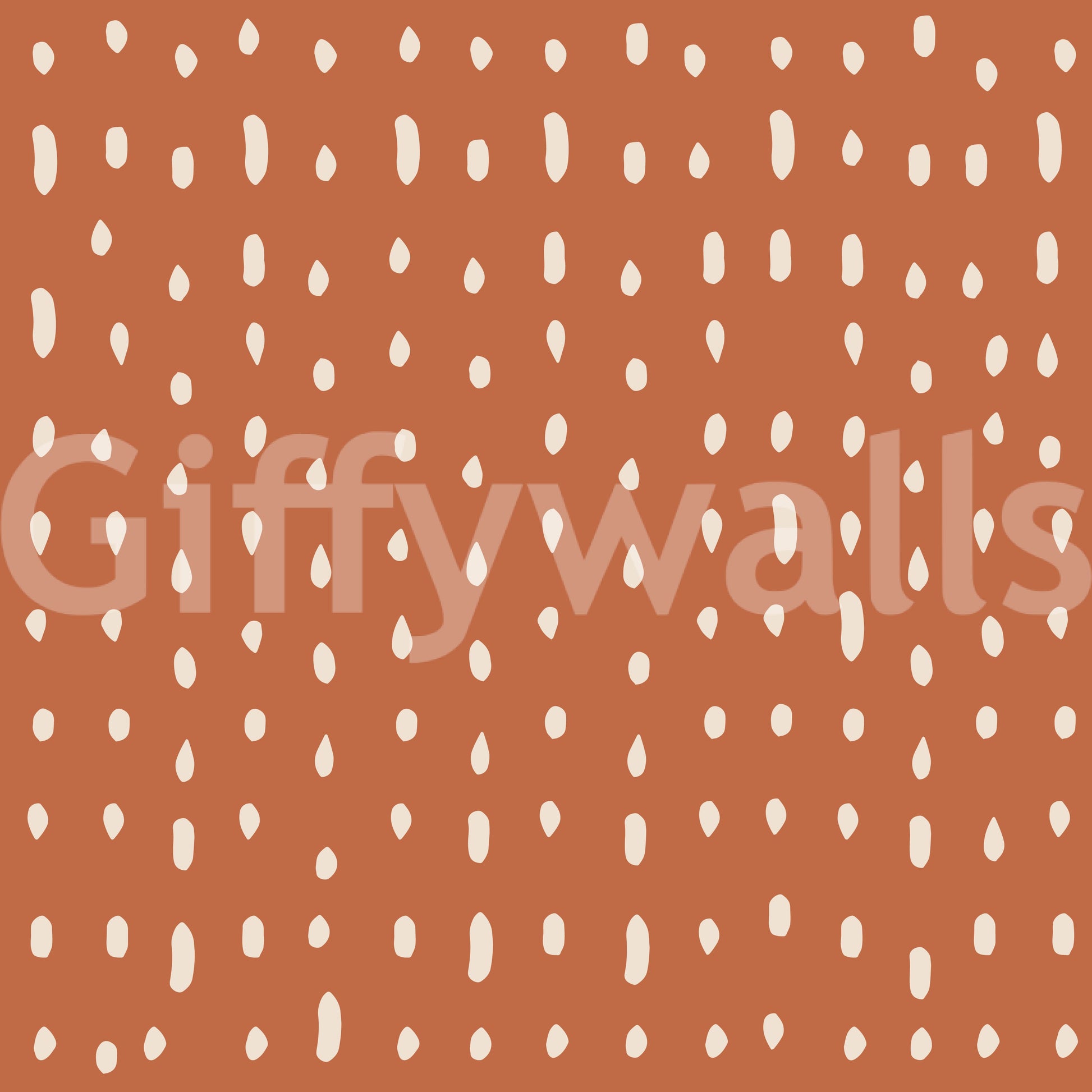 A hand-style scatter of cream dots gives the Mid Century wall mural its retro feel.