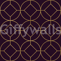 Rich tone interior design using Art Deco Gold and Plum Geometric Wallpaper