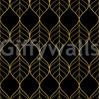 Interior statement surface built with Art Deco Gold and Black Leaf Wallpaper