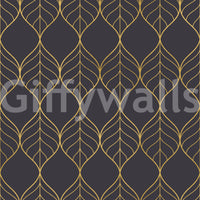 Minimal gold pattern Elegant Golden Leaf Art Deco Wallpaper