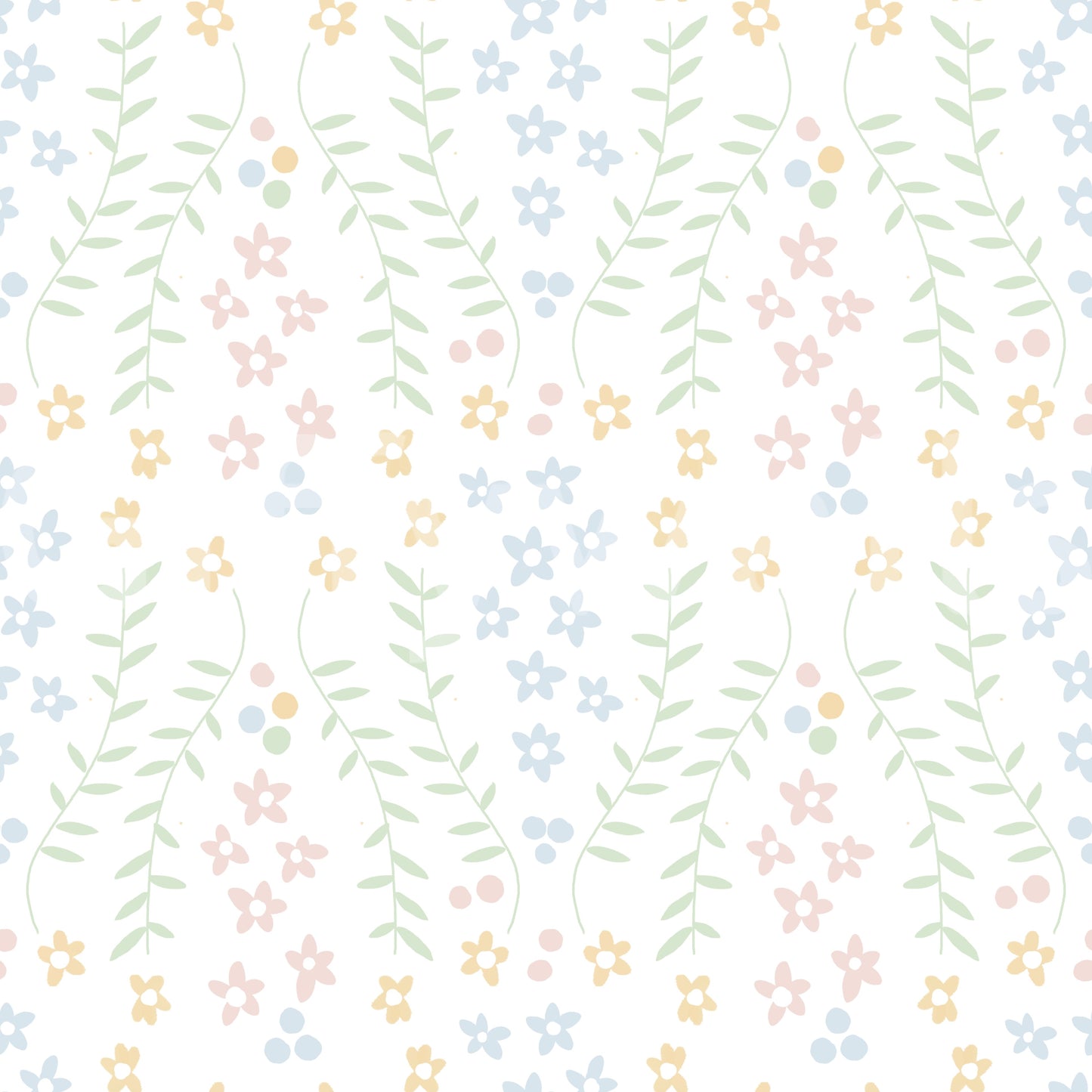 Sweet Scandinavian Floral Vines Wallpaper⁠