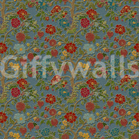 Classic Botanical Pomegranate Teal Wallpaper