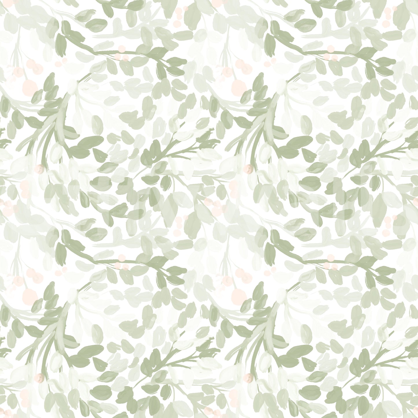 Whispering Sage Leaves & Blush Berries Wallpaper⁠
