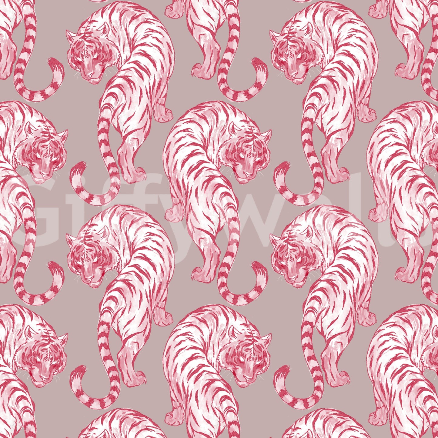 Pink Chinoiserie Tiger Pattern Wallpaper Wallpaper⁠