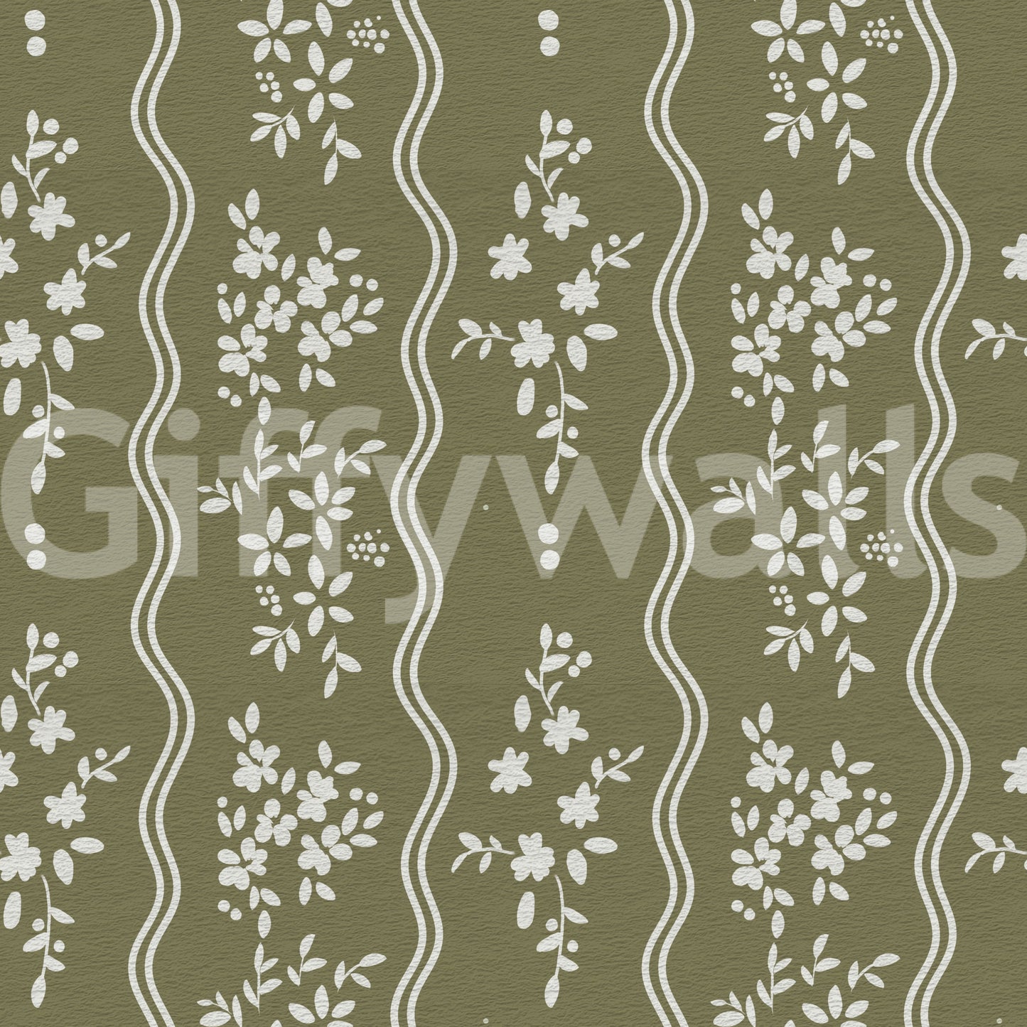 Olive Meadow Wavy Stripe Wallpaper Wallpaper⁠