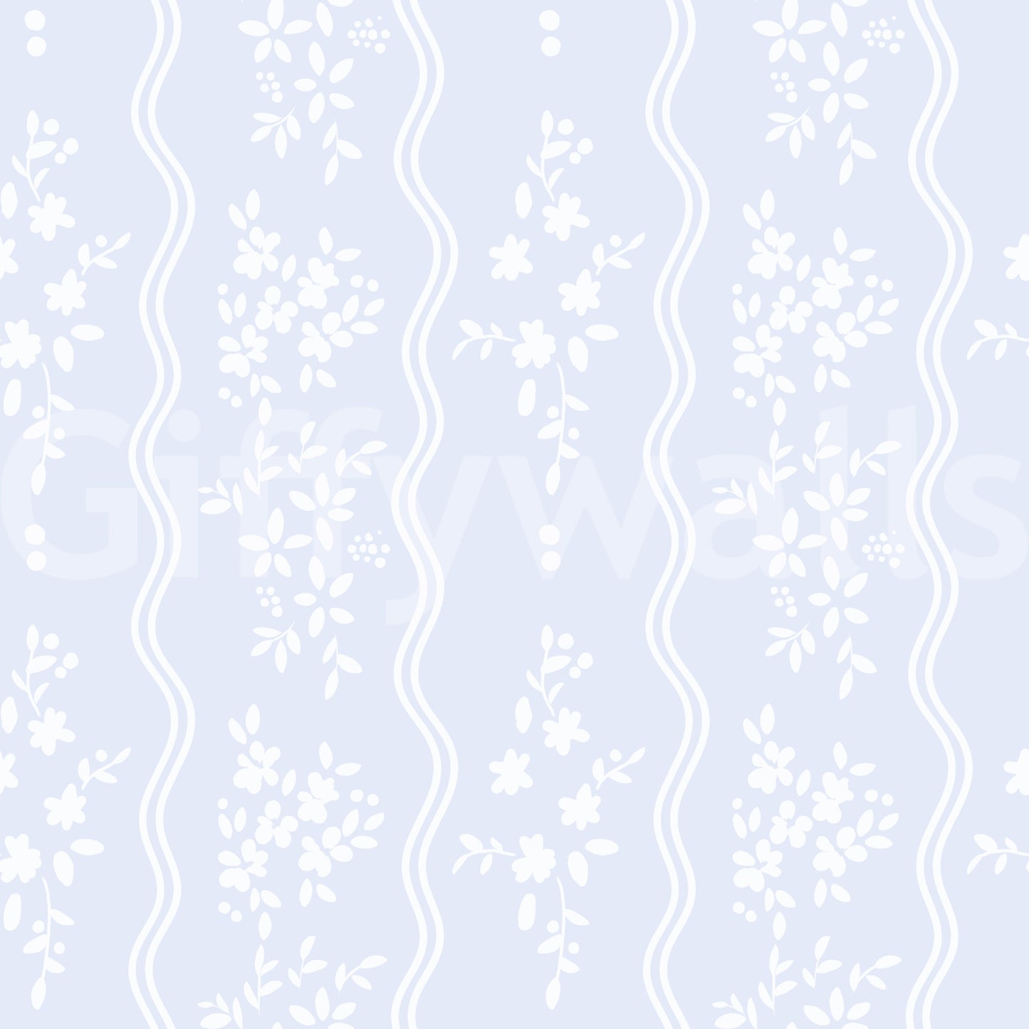Whispering Meadow Pastel Blue Floral Stripe Wallpaper⁠