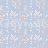 Wavy Stripe and Dainty Wildflower Wallpaper Wallpaper⁠