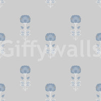 Blue Blossom Indian Block Print Wallpaper Wallpaper⁠