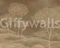 Rustic Sepia Hills Landscape Wallpaper Wall Mural
