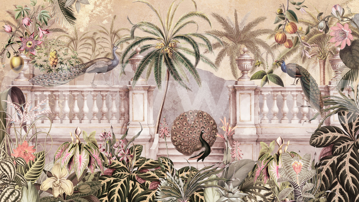 Royal Peacock Garden Mural Wallpaper Wall Mural