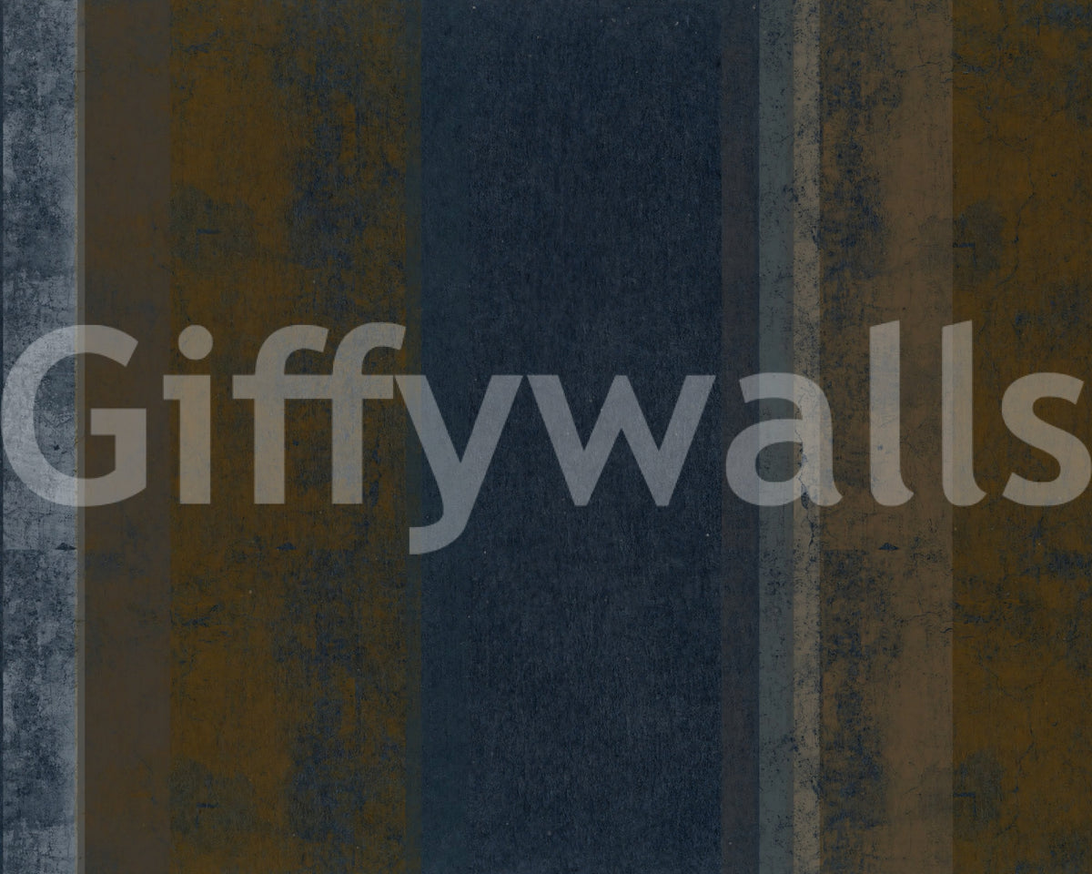 Rusty ochre glows beside deep navy in this vertical striped wall mural GD10817
